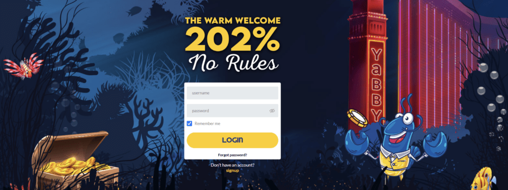 yabby casino login