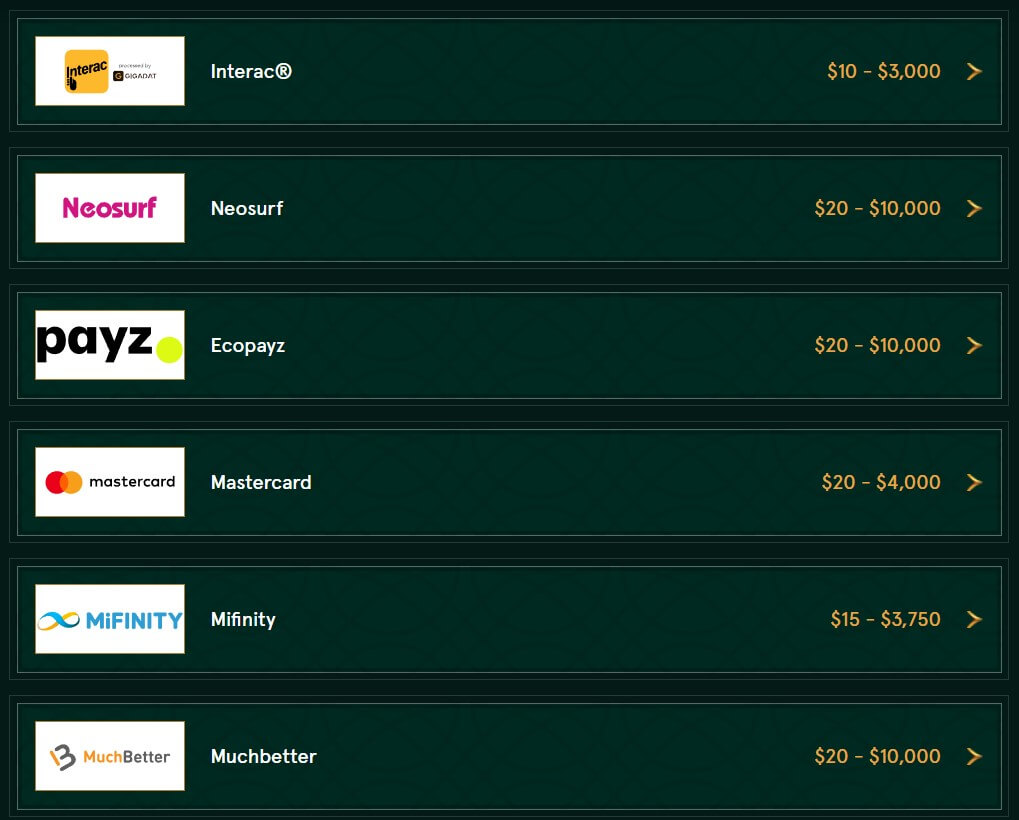casinia-payment-methods
